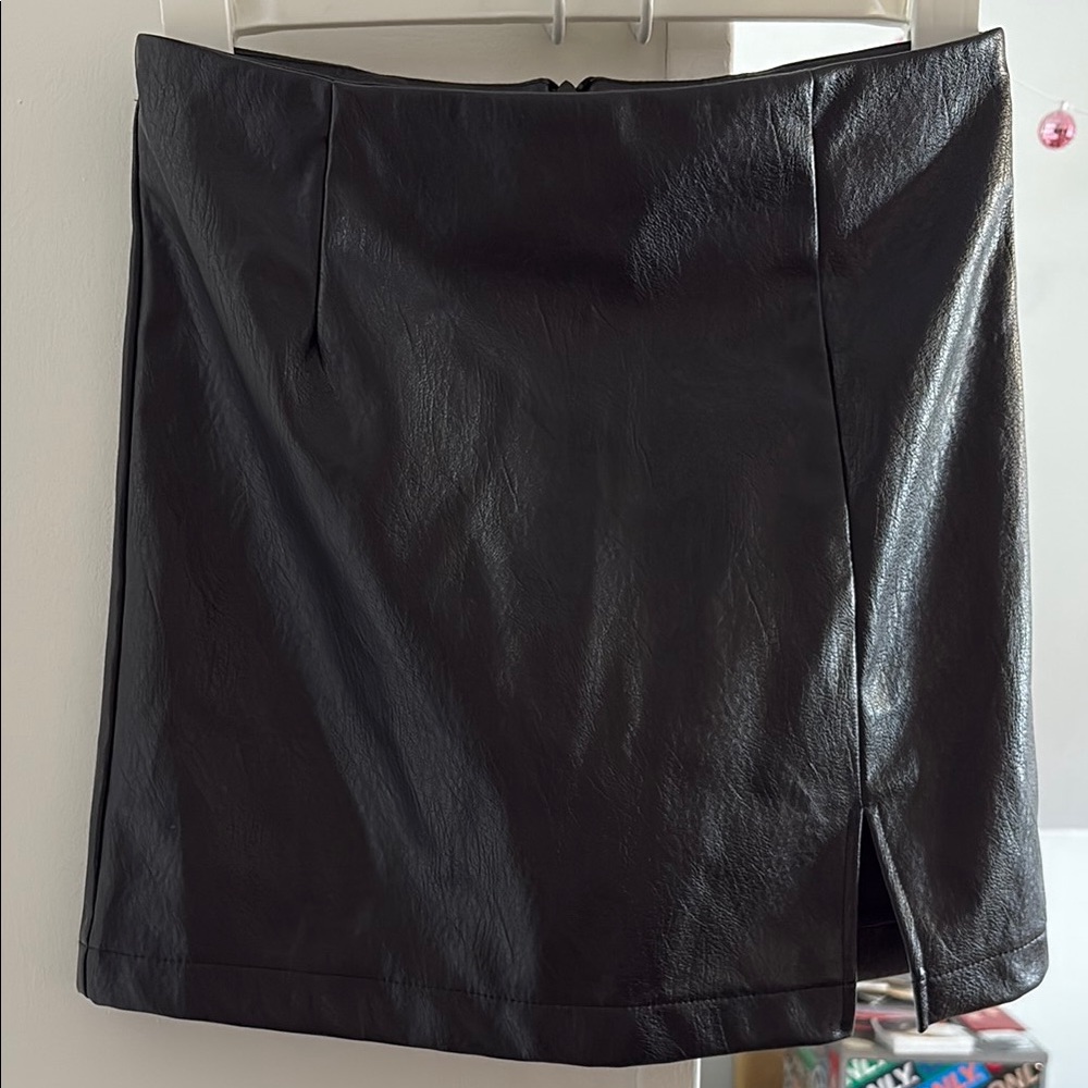 Black Faux Leather Skirt